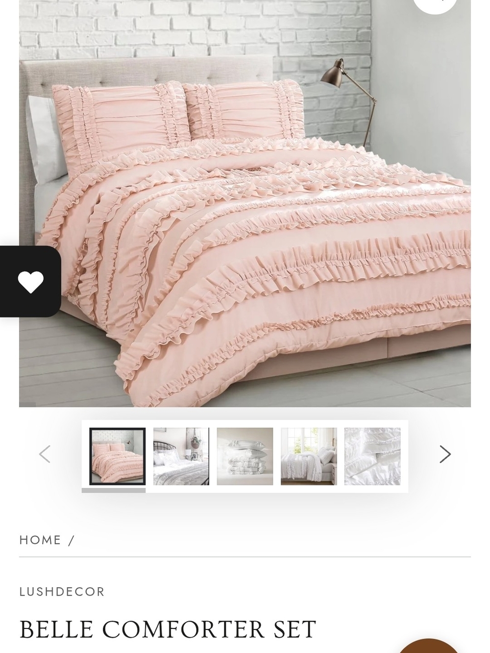 Belle Ruffled Comforter Set - Blush Pink